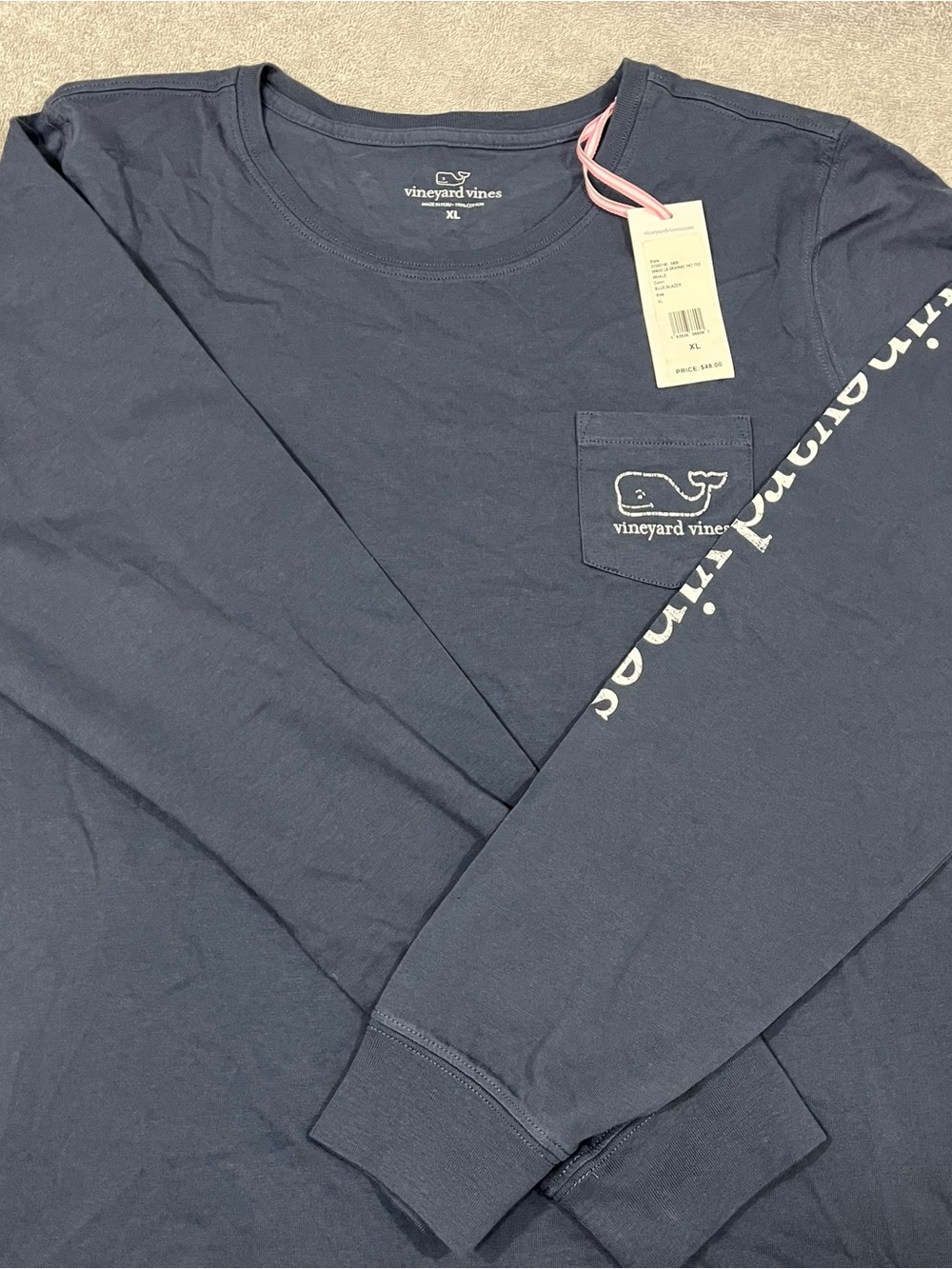 Vineyard Vines Womens Long Sleeve Tshirt Sz XL Whale Logo Pocket Blazer Blue NWT